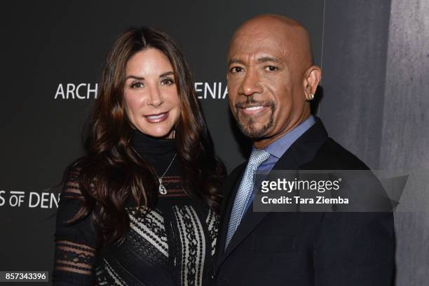 Executive producer Montel Williams and Tara Fowler attend the premiere of 'Architects Of Denial' at Taglyan Complex on October 3, 2017 in Los...