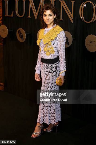 Amber Rose Revah attends the BFI Luminous Fundraising Gala at The Guildhall on October 3, 2017 in London, England.