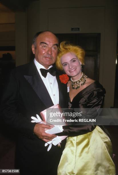 Gloria and Johannes von Thurn und Taxis at Leonard Bernstein's 70th birthday party on October 14, 1988 in Paris, France.