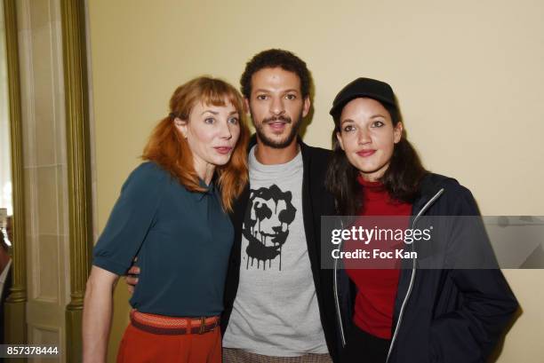 Julie Depardieu, Vincent Dedienne and singer Jain attend the Agnes B. Show as part of the Paris Fashion Week Womenswear Spring/Summer 2018 on October...