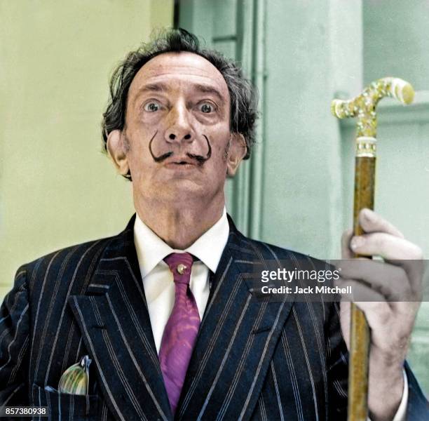 Spanish Catalan surrealist painter Salvador Dali photographed in Barcelona Spain on May 24, 1966. .