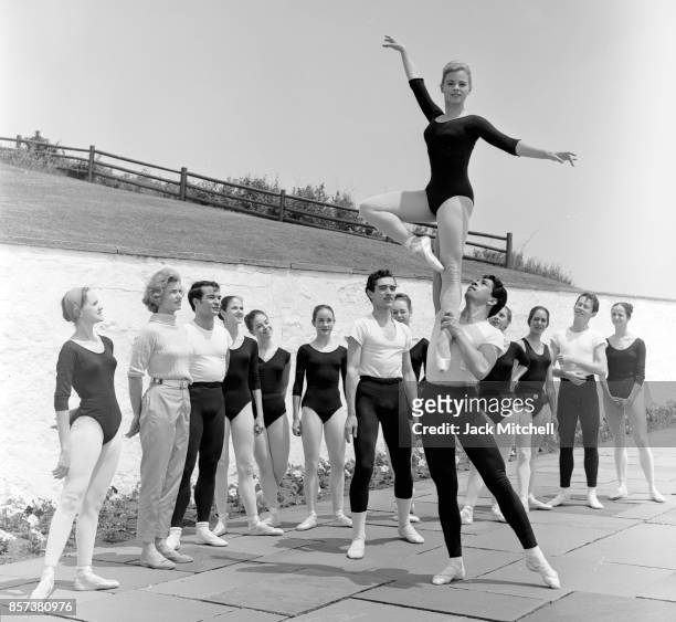 Rebekah Harkness and her Harkness Ballet at her estate in Watch Hill, R.I., 1964.