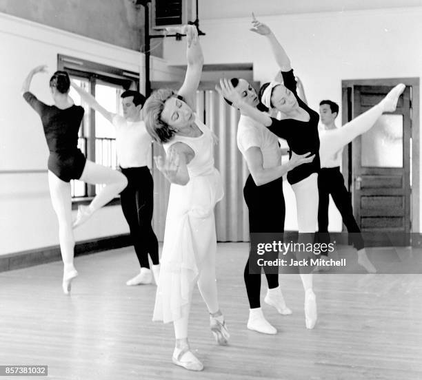 Prima ballerina Alexandra Danilova leading a Harkness Ballet rehearsal at Watch Hill, 1964.