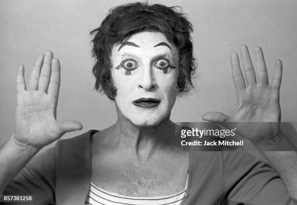 French actor and mime Marcel Marceau as "Bip the Clown" in New York City, March 1973. .