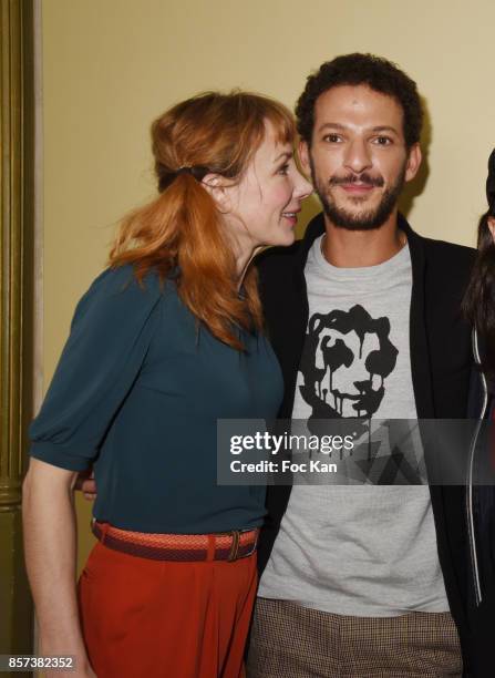 Vincent Dedienne and Julie Depardieu attend the Agnes B. Show as part of the Paris Fashion Week Womenswear Spring/Summer 2018 on October 3, 2017 in...