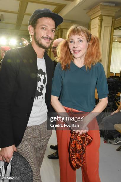 Vincent Dedienne and Julie Depardieu attend the Agnes B. Show as part of the Paris Fashion Week Womenswear Spring/Summer 2018 on October 3, 2017 in...