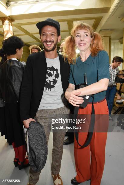 Vincent Dedienne and Julie Depardieu attend the Agnes B. Show as part of the Paris Fashion Week Womenswear Spring/Summer 2018 on October 3, 2017 in...