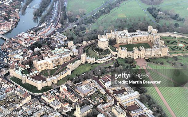 aerial photo castle - windsor england stockfoto's en -beelden