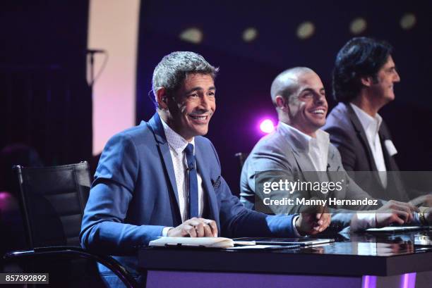 Johnny Lozada and Casper Smart at taping for Mira Quien Baila at Univision Studios on October 1, 2017 in Miami, Florida.