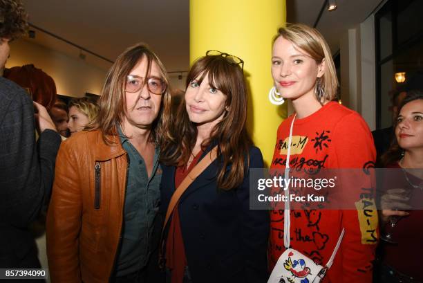 Musicians Pierre Emery, Gil Lesagefrom Ultra Orange band and Pauline de Drouas attend the "Lignee" by jean Charles de Castelbajac Father an sons...