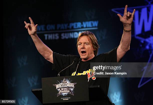 Wrestler "Rowdy" Roddy Piper attends the WrestleMania 25th anniversary press conference at the Hard Rock Caf� on March 31, 2009 in New York City.