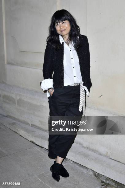 Kim attends the Chanel "Code Coco" Watch Launch Party as part of the Paris Fashion Week Womenswear Spring/Summer 2018 on October 3, 2017 in Paris,...