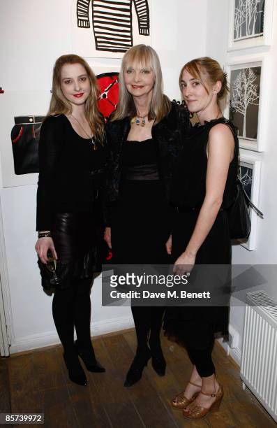Daisy, Jan and Poppy de Villeneuve attend the private view of 'No Love Lost' an exhibition by Daisy de Villeneuve and Natasha Law, at the Eleven...