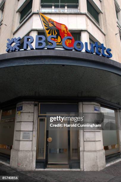 An RBS Coutts sign is displyed outside of its Geneva branch on March 25, 2009 in Geneva, Switzerland. The Swiss government, whose bank secrecy laws...