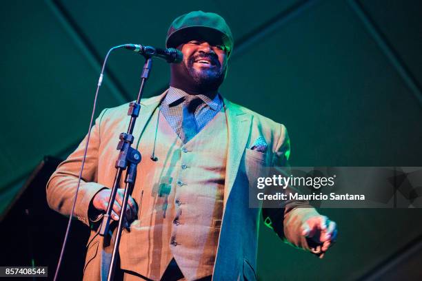 Gregory Porter performs live on stage at Cine Joia on October 3, 2017 in Sao Paulo, Brazil.