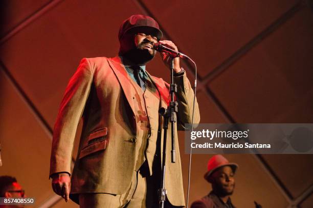 Gregory Porter performs live on stage at Cine Joia on October 3, 2017 in Sao Paulo, Brazil.