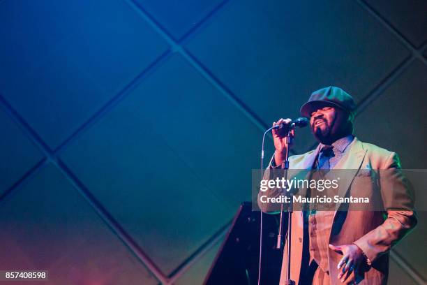 Gregory Porter performs live on stage at Cine Joia on October 3, 2017 in Sao Paulo, Brazil.