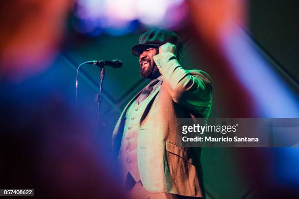 Gregory Porter performs live on stage at Cine Joia on October 3, 2017 in Sao Paulo, Brazil.