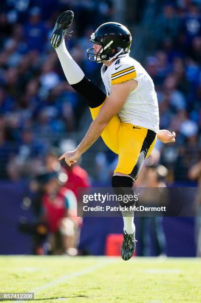 Punter Jordan Berry of the Pittsburgh Steelers in action in the second half against the Baltimore Ravens at M&T Bank Stadium on October 1, 2017 in...