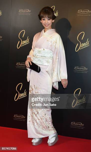 Actress Masaki Ryu attends the photocall for Las Vegas Sands at Palace Hotel on October 4, 2017 in Tokyo, Japan.