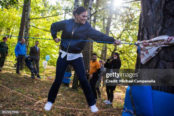 Princess Victoria of Sweden attends the Swedish Outdoor Associations 125th anniversary celebrations at Haga Park on October 4, 2017 in Stockholm,...