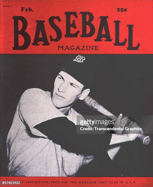 Baseball Magazine features a photograph of third baseman Billy Goodman, of the Boston Red Sox, February 1951.