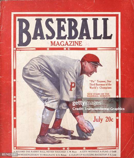Baseball Magazine features an illustration of third baseman Pie Trainer, July 1926.