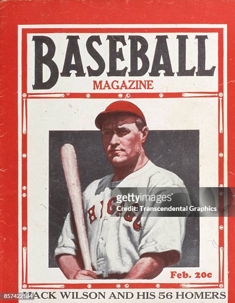 Baseball Magazine features an illustration of Hack Wilson, of the Chicago Cubs, February 1931.