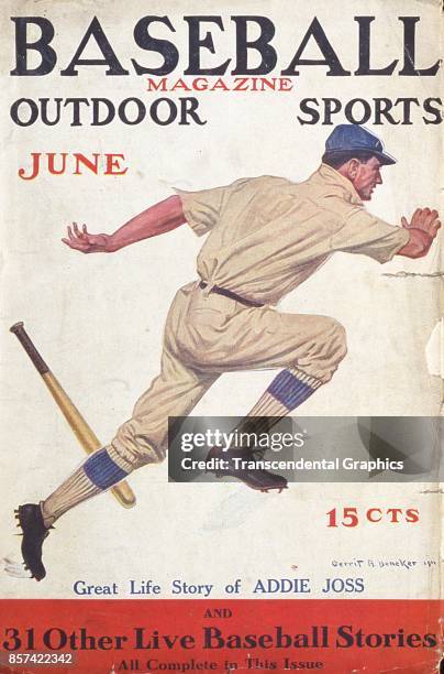 Baseball Magazine features an illustration of a runner in action, June 1908.