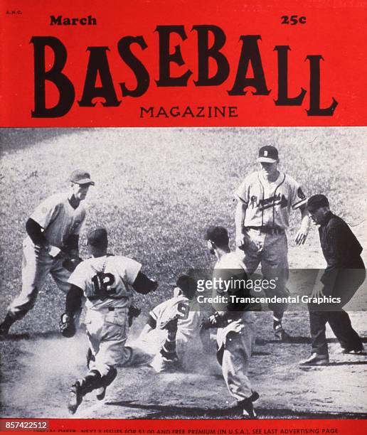 Baseball Magazine features a photograph of a rundown play, March 1951.