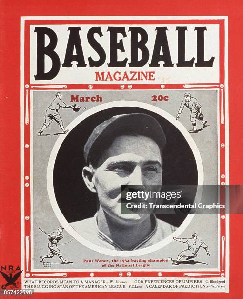 Baseball Magazine features a photograph of outfielder Paul Waner, March 1935.