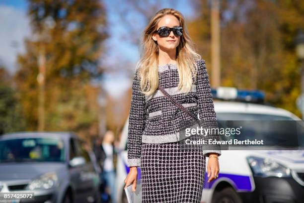 Charlotte Groeneveld, outside Chanel, during Paris Fashion Week Womenswear Spring/Summer 2018, on October 3, 2017 in Paris, France.