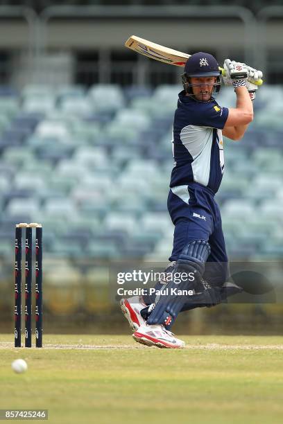 Cameron White of the Bushrangers bats during the JLT One Day Cup match between Victoria and Tasmania at WACA on October 4, 2017 in Perth, Australia.