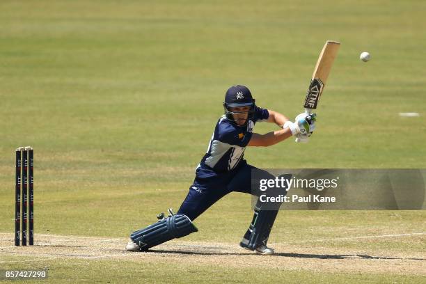 Seb Gotch of the Bushrangers bats during the JLT One Day Cup match between Victoria and Tasmania at WACA on October 4, 2017 in Perth, Australia.