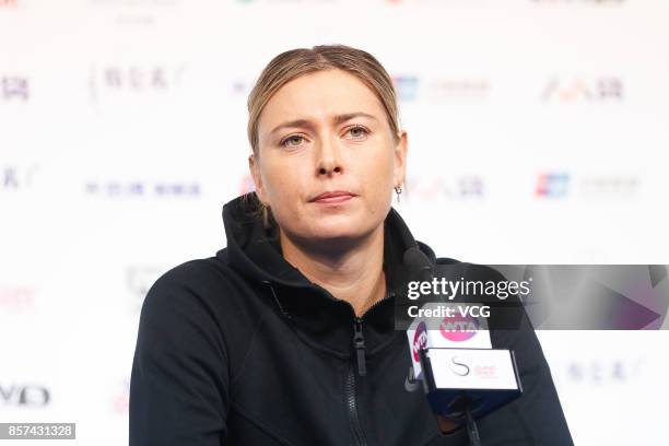 Maria Sharapova of Russia attends a press conference on day five of 2017 China Open on October 4, 2017 in Beijing, China.