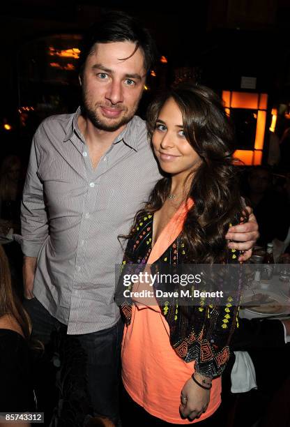 Actor Zach Braff and Chloe Green attend the Topshop New York VIP Dinner at Balthazar on March 31, 2009 in New York City.