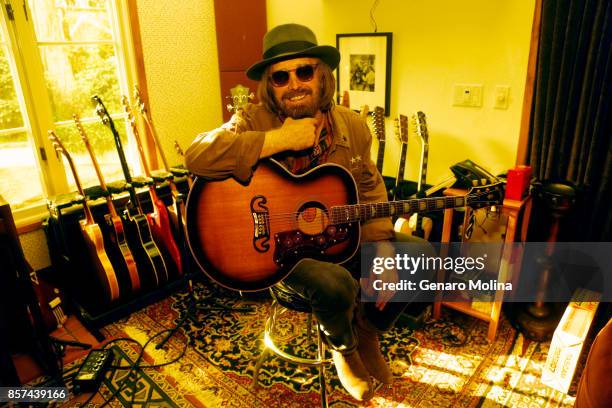 American musician, singer, and songwriter Tom Petty is photographed in his home for Los Angeles Times on September 27, 2017 in Malibu, California....