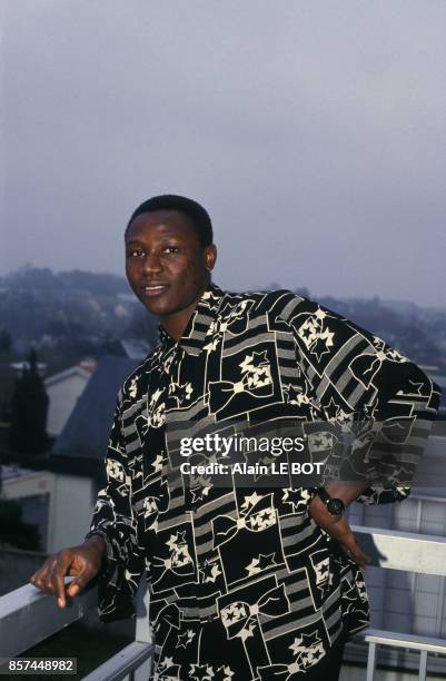 Japhet N'Doram, joueur du FC Nantes en fevrier 1993 a Nantes, France.