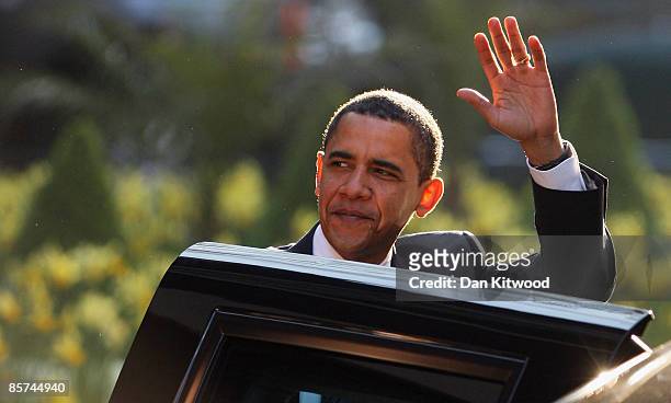 President Barack Obama arrives in Downing Street on April 1, 2009 in London. Obama is on his first trip to the UK as President and will be attending...