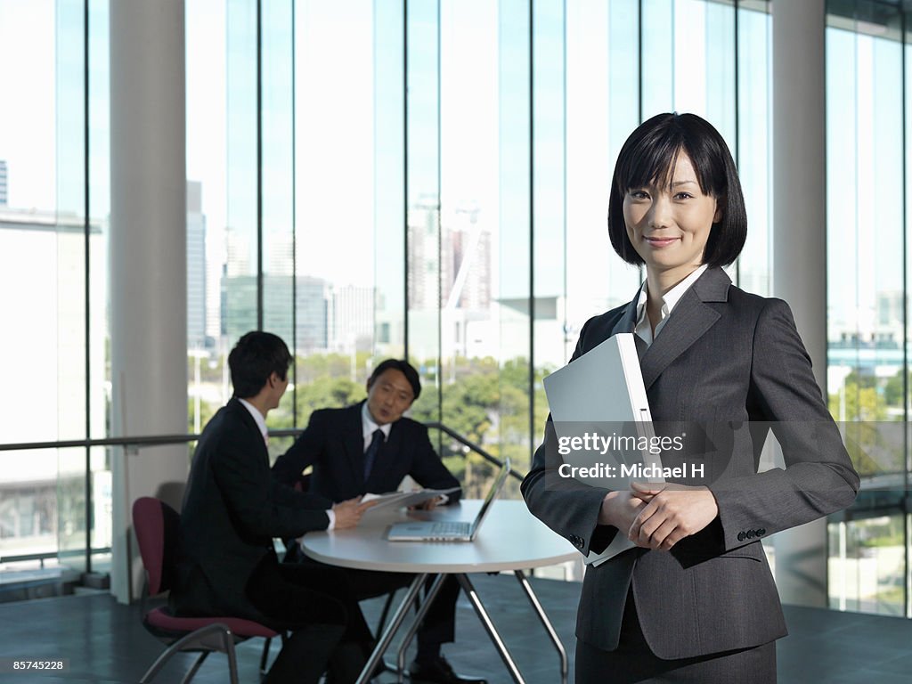 Woman who works happily