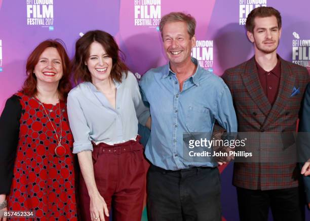 Festival director Clare Stewart, actor Claire Foy, producer Jonathan Cavendish and actor Andrew Garfield attend a photocall for "Breathe" during the...