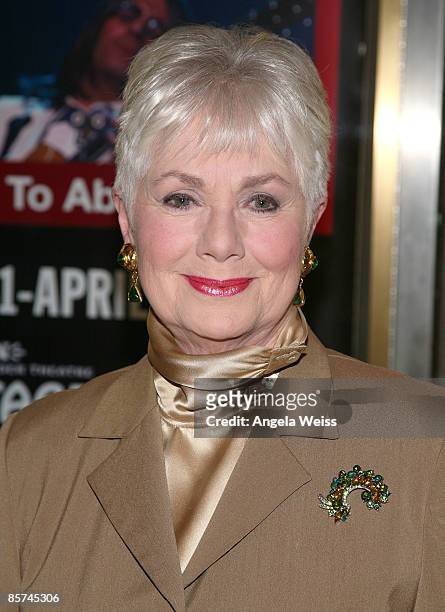 Actress Shirley Jones, who is celebrating her 75th birthday tonight, arrives at the opening night for 'Rain: A Tribute to the Beatles' at the...