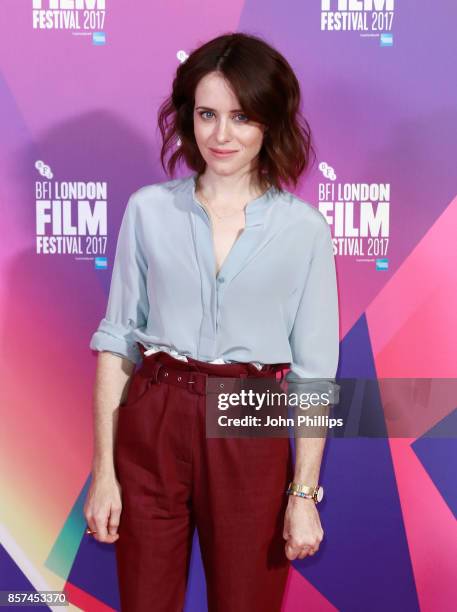 Actor Claire Foy attends a photocall for "Breathe" during the 61st BFI London Film Festival on October 4, 2017 in London, England.