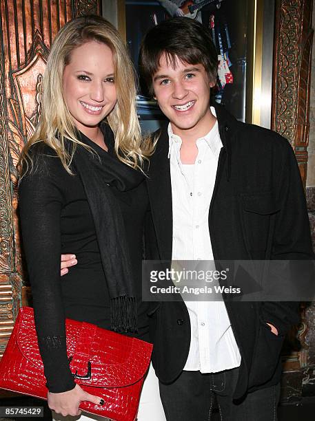 Actor Devon Werkheiser and Molly McCook arrive at the opening night for 'Rain: A Tribute to the Beatles' at the Pantages Theater on March 31, 2009 in...