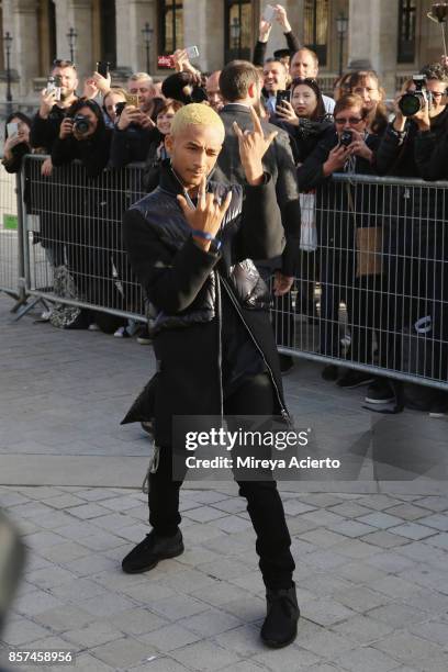 Actor Jaden Smith attends the Louis Vuitton show as part of the Paris Fashion Week Womenswear Spring/Summer 2018 on October 3, 2017 in Paris, France.