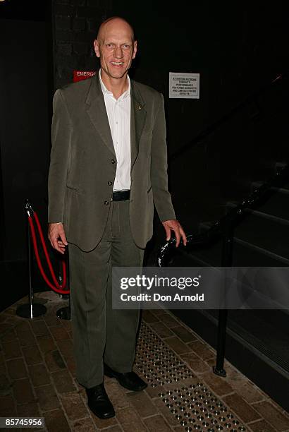 Peter Garrett arrives for the premiere of `The Man from Mukinupin' at the Belvoir Street Theatre on April 1, 2009 in Sydney, Australia.