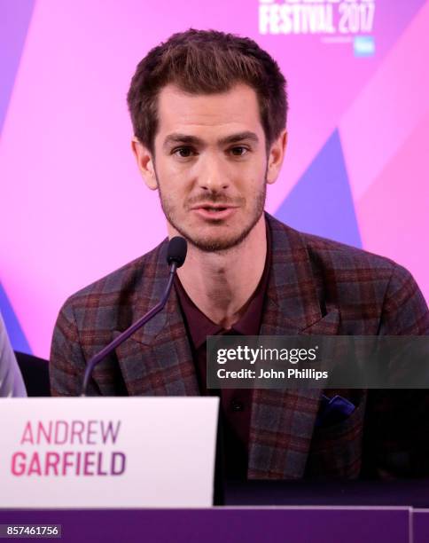 Actor Andrew Garfield attends the press conference for "Breathe" during the 61st BFI London Film Festival on October 4, 2017 in London, England.