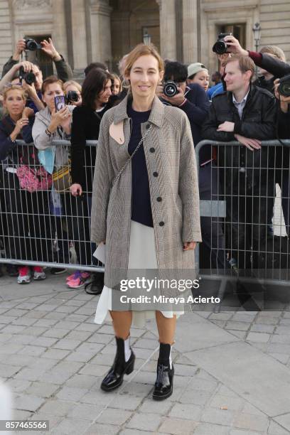 Journalist, Alexandra Golovanoff attends the Louis Vuitton show as part of the Paris Fashion Week Womenswear Spring/Summer 2018 on October 3, 2017 in...