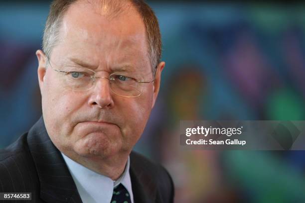 German Finance Minister Peer Steinbrueck attends the weekly German government cabinet meeting before departing for the G20 group of nations summit in...