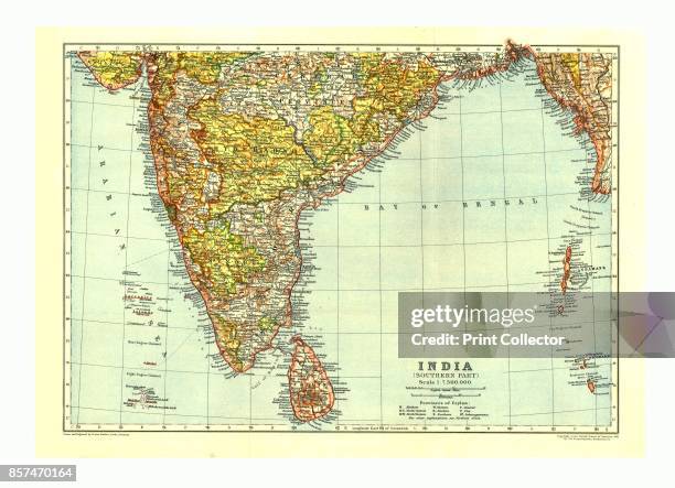 Map of India South, circa 1910. [Encyclopaedia Britannica Co]. Artist Johann Georg Justus Perthes.